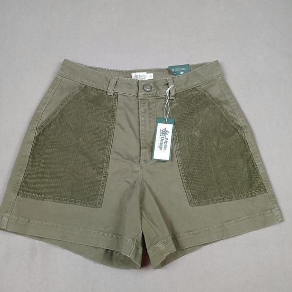 Alpine Design Pants - NWT Alpine Design Women's Shorts Size 8 Olive Green High Rise 5" Corduroy Pocket